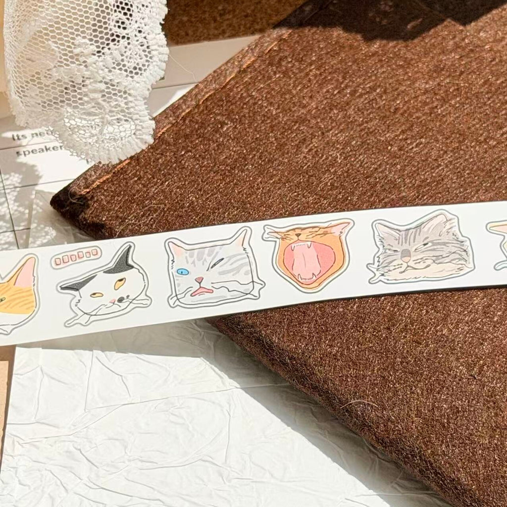 「抽象ねこ顔」合成紙 型抜きテープ