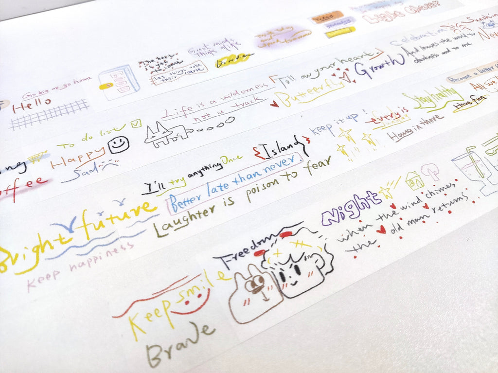 「hello hey!」手書き英字 和紙デザインテープ