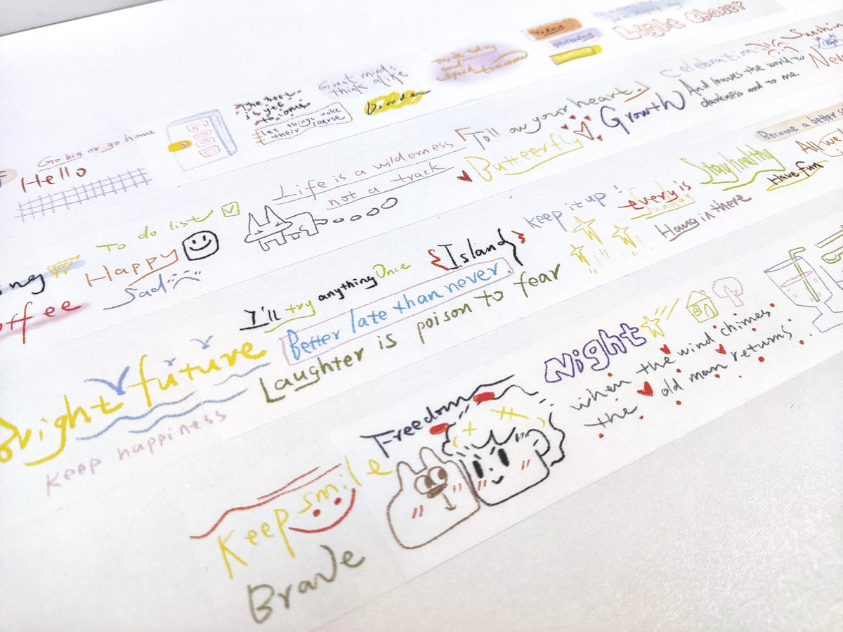 「hello hey!」手書き英字 和紙デザインテープ