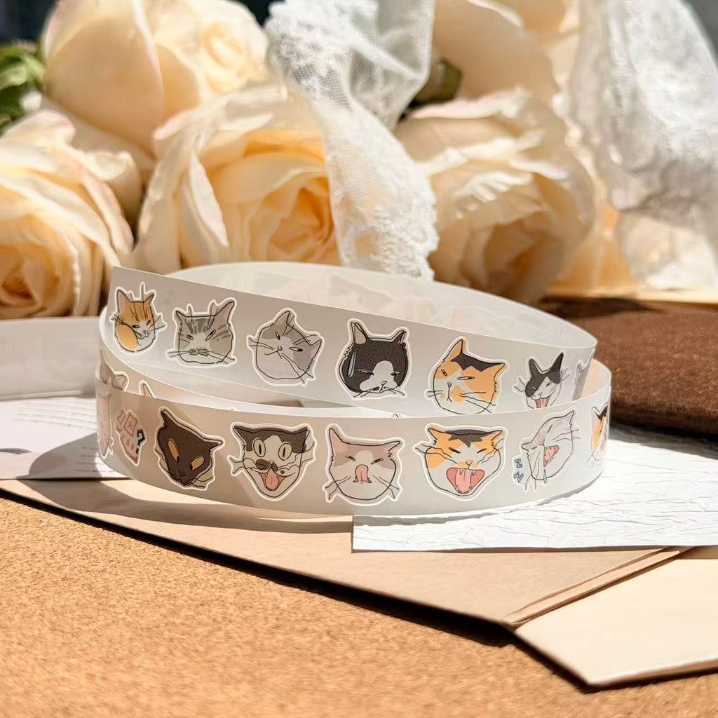 「抽象ねこ顔」合成紙 型抜きテープ