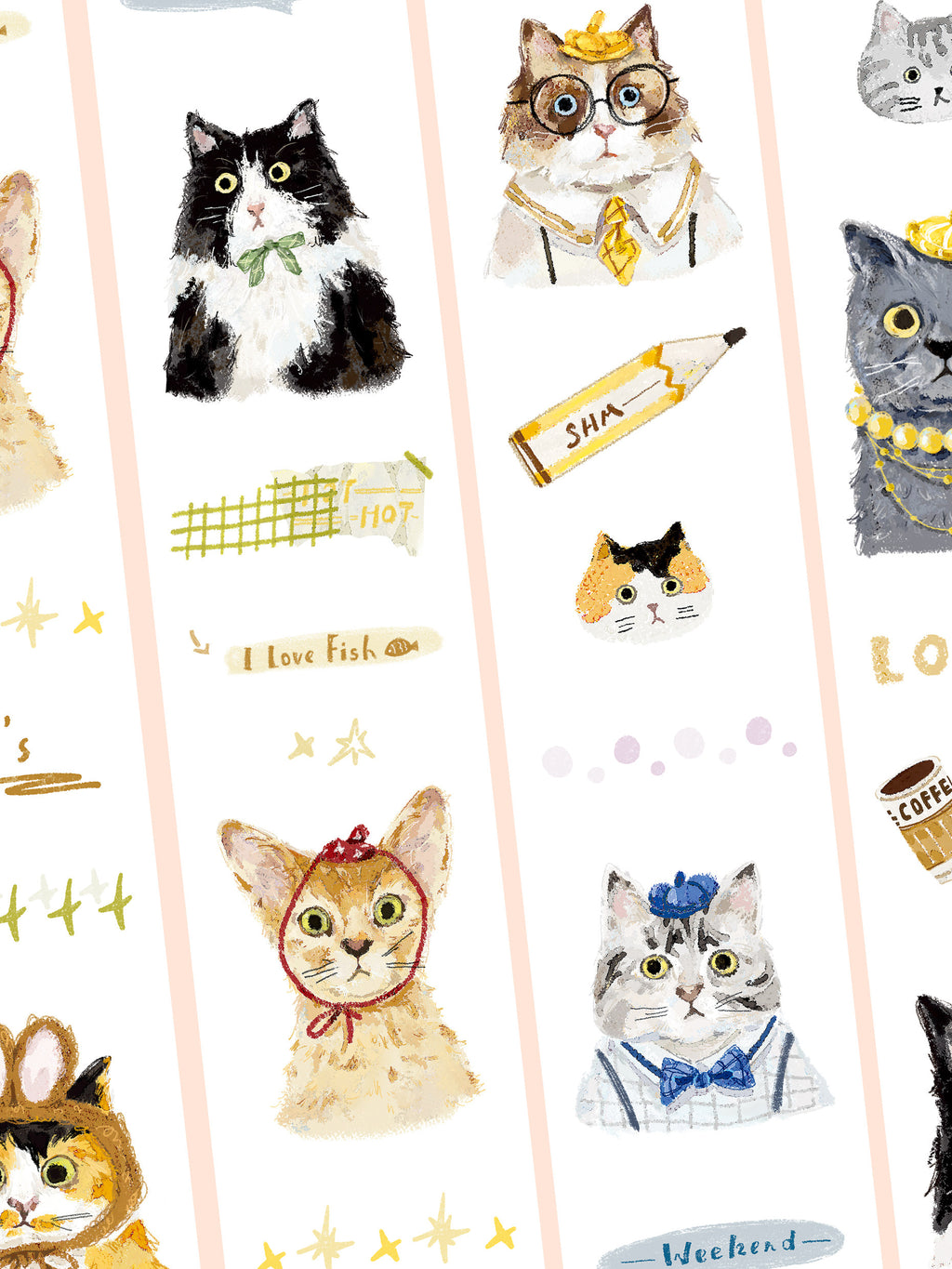 「おとぼけ猫と犬」和紙 型抜きテープ