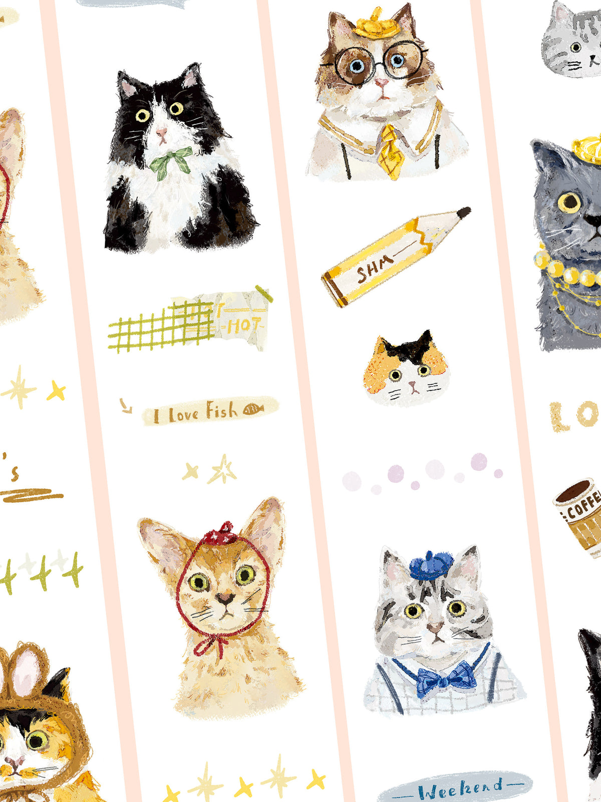 「おとぼけ猫と犬」和紙 型抜きテープ
