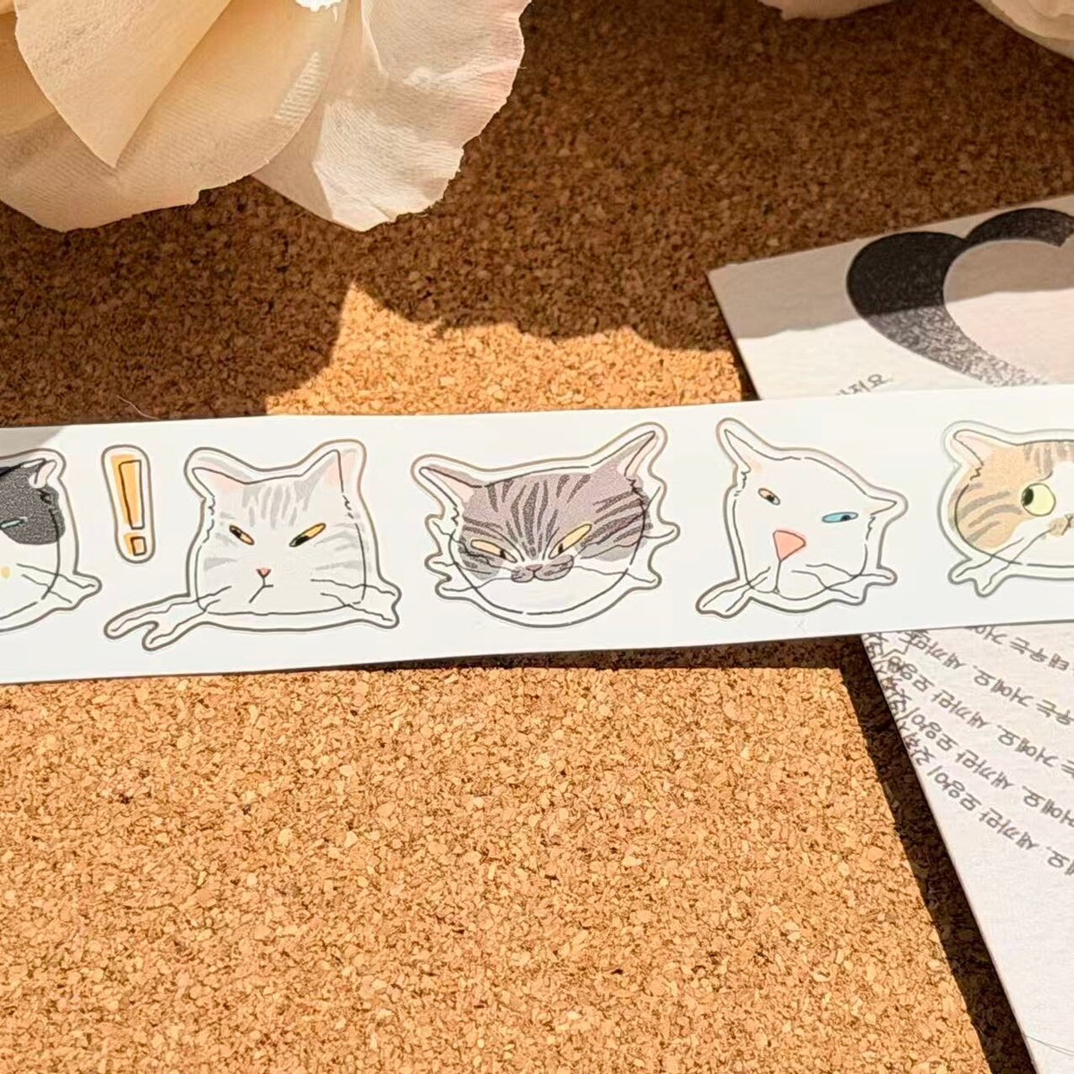 「抽象ねこ顔」合成紙 型抜きテープ
