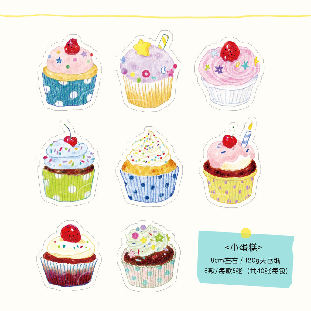 「ミニケーキ・冷たいドリンク」2デザイン ダイカットメモ
