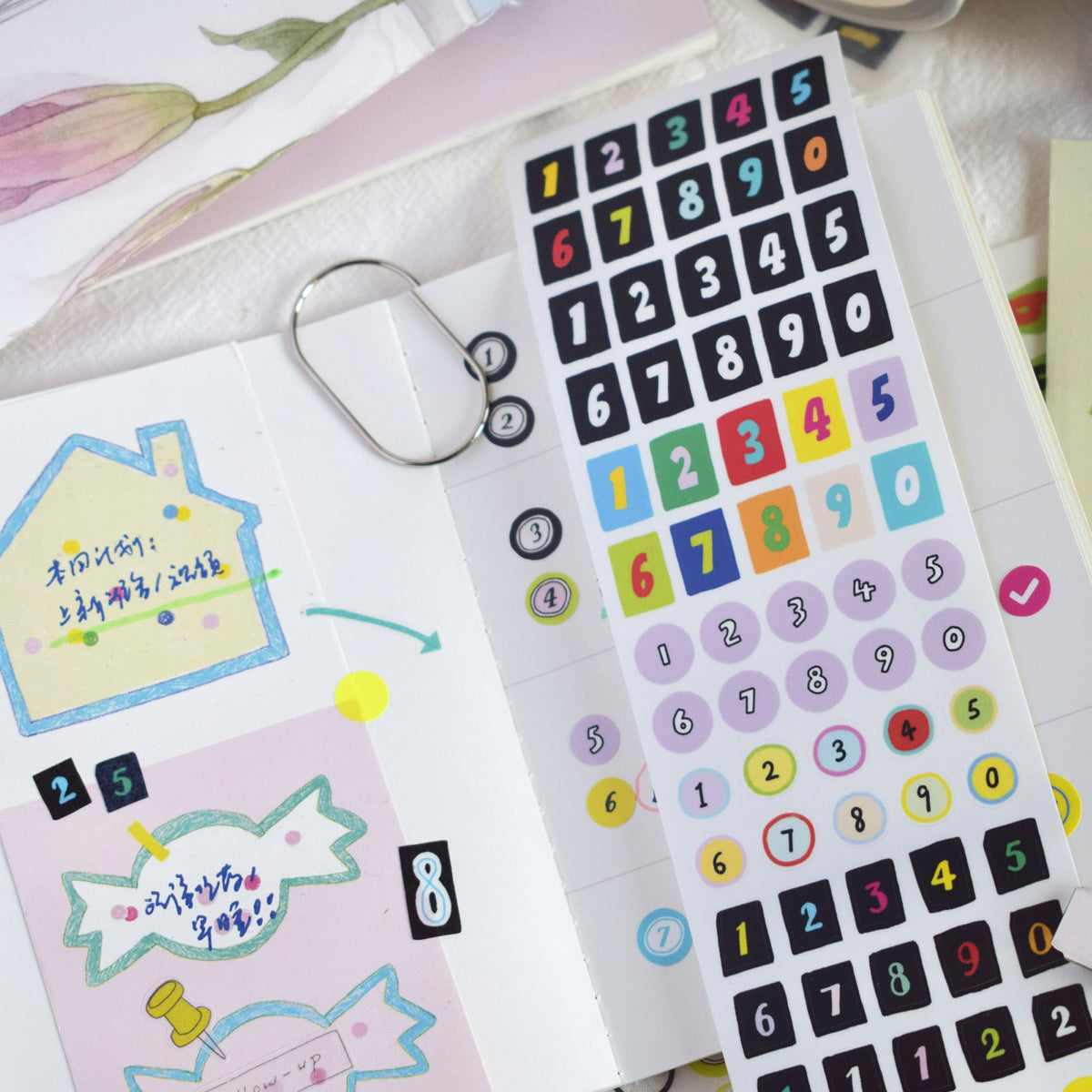 「ドットの暮らし・手書き数字」2デザイン 型抜きロールシール