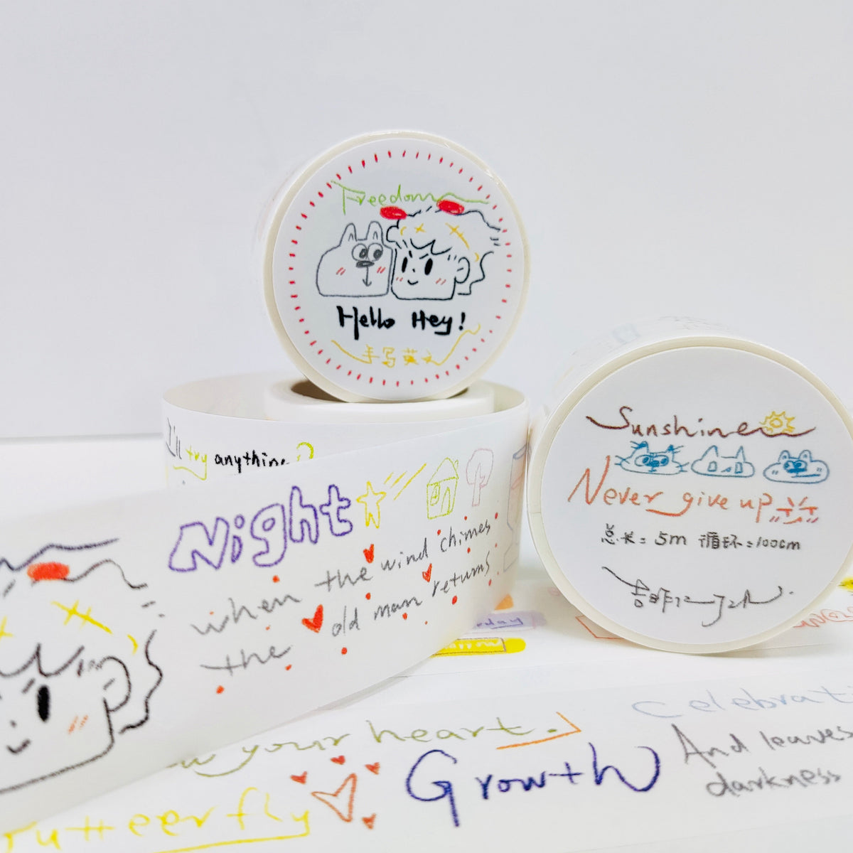 「hello hey!」手書き英字 和紙デザインテープ