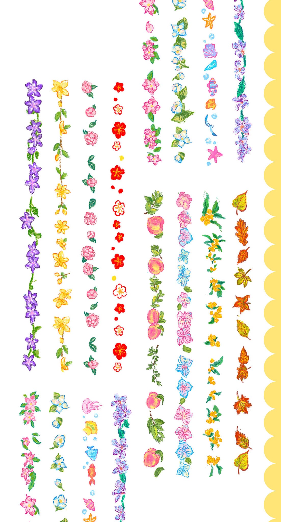 「毎月の花ことば・蓬莱の貝ひろい」2デザイン PET・繊維ラメ デザインテープ